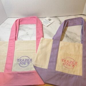 Set of 2 Trader Joe’s Mini Canvas Totes.  New with Tags